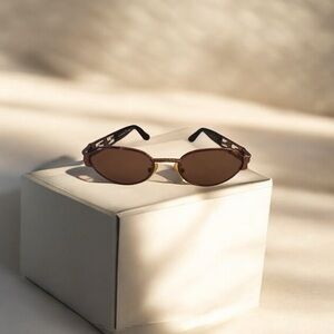 Fendi Brown and Gold Oval Sunglasses